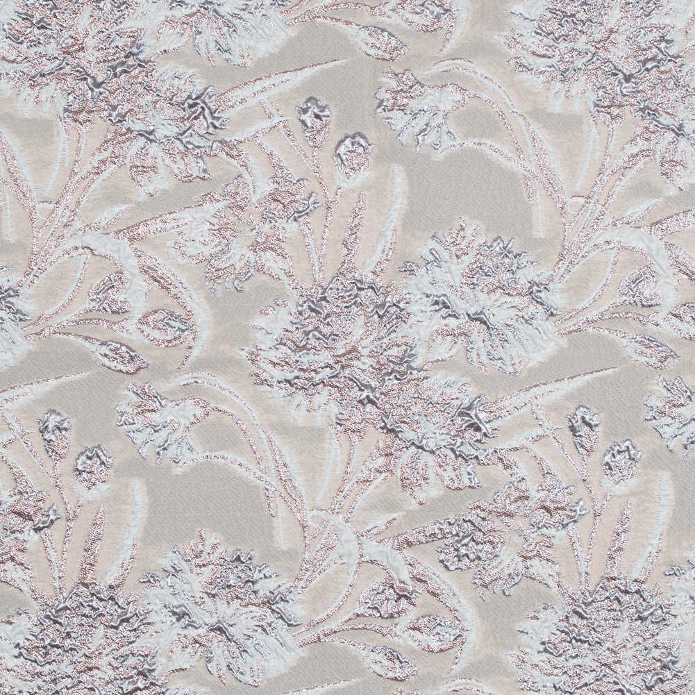 Metallic Rose Gold and Beige Luxury Floral Brocade
