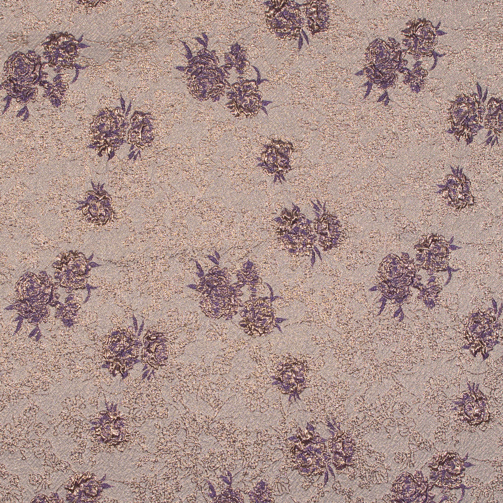 Pansy Purple and Gold Luxury Floral Metallic Brocade