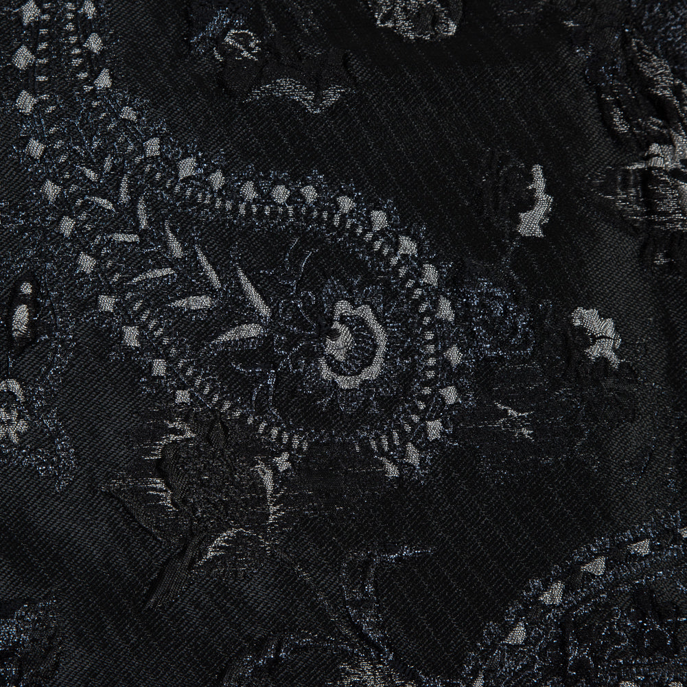 Black and Silver Luxury Paisley Metallic Brocade