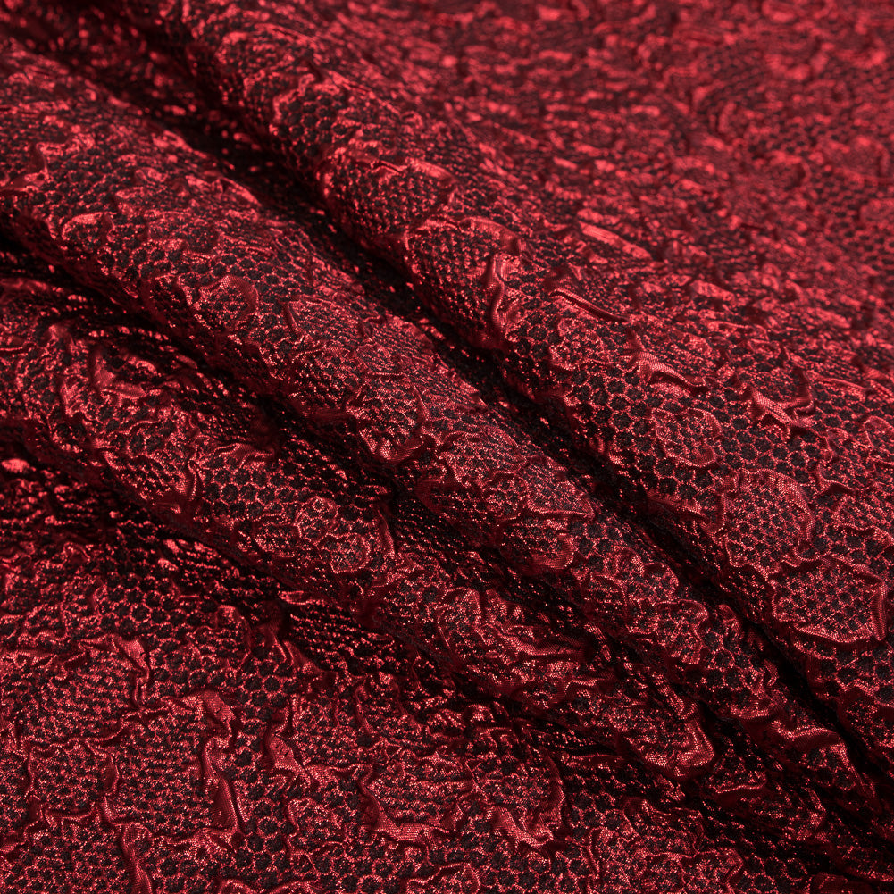 Red Luxury Floral Metallic Brocade