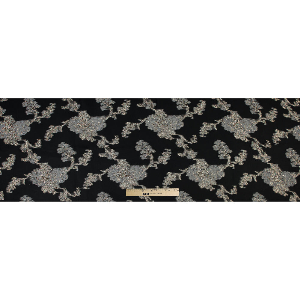 Black and Metallic Gold Luxury Abstract Burnout Brocade