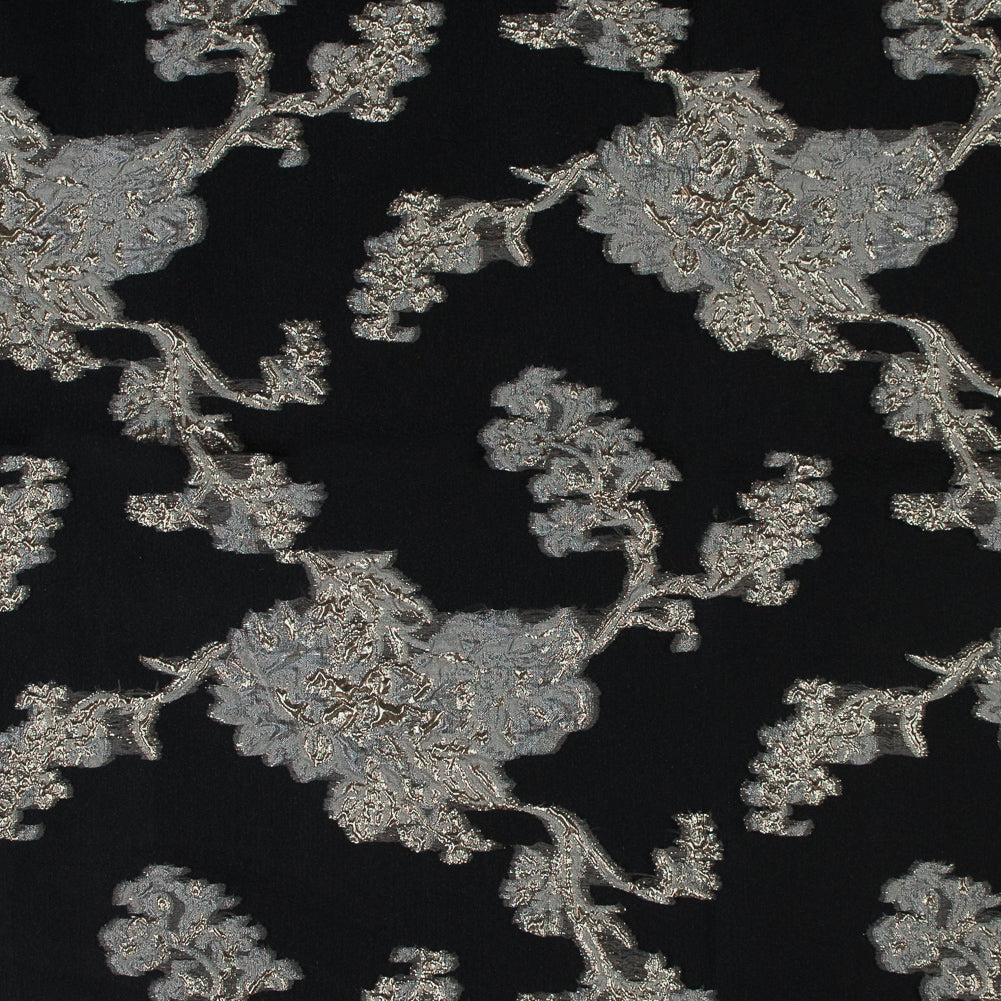 Black and Metallic Gold Luxury Abstract Burnout Brocade