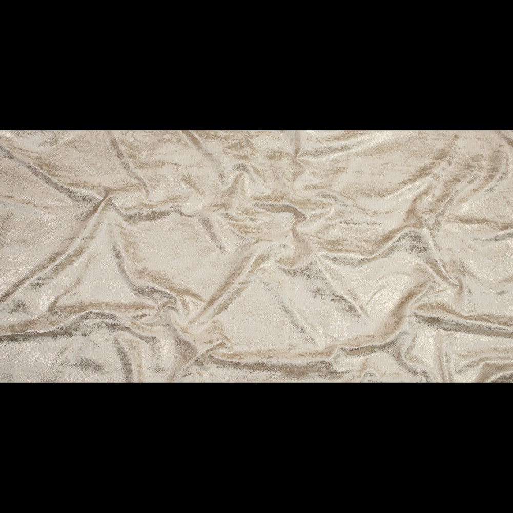 Beige Polyester Chenille with Metallic Gold Foil