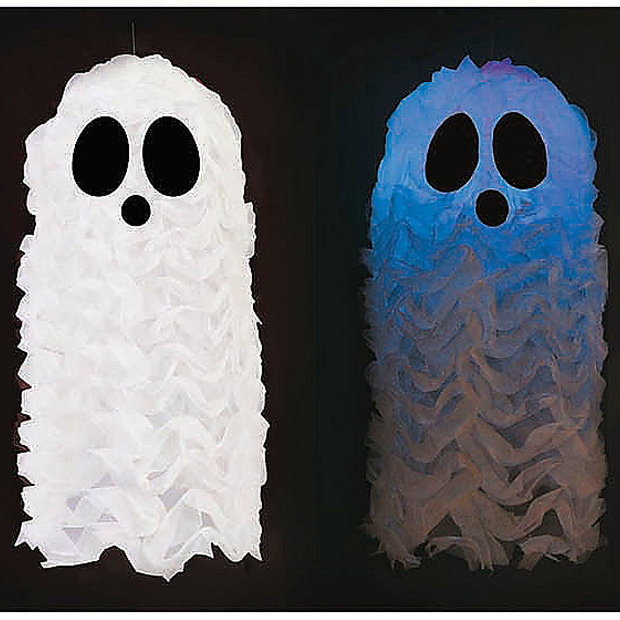 Light Up LED Hanging Terrified Face Shaggy Ghost Halloween Decoration