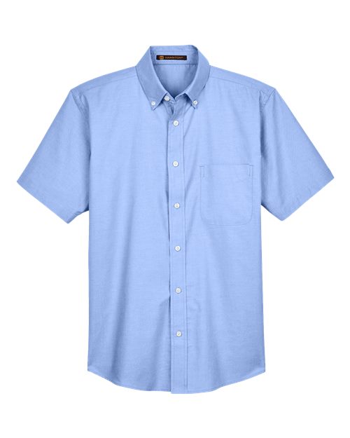 Harriton Men's Oxford Short Sleeve Shirt with Stain-Release