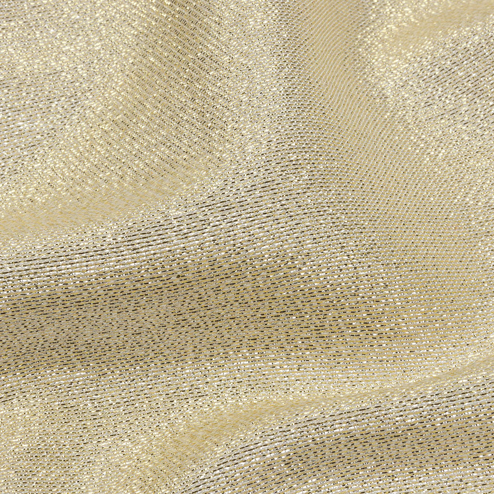 Metallic Polyester Lame - White and Gold - Glimmer Collection