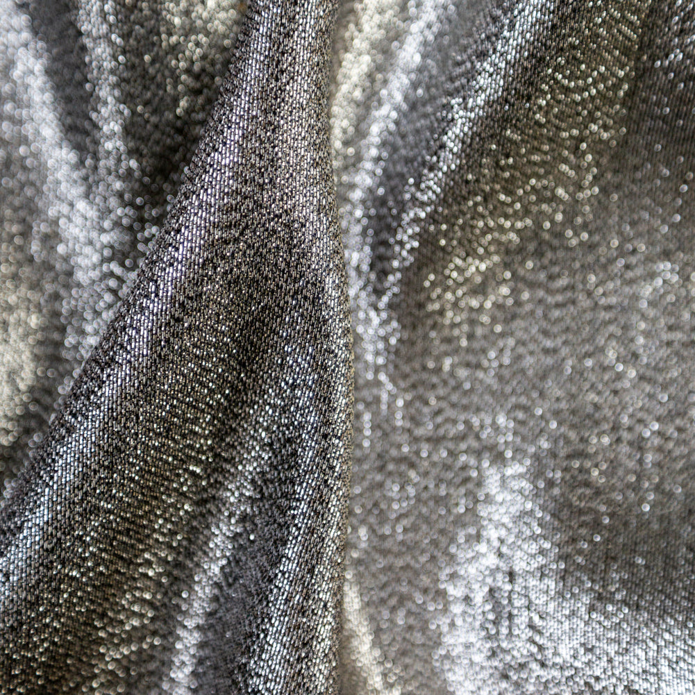 Polyester Lame - Metallic Silver on Black - Ellery Collection