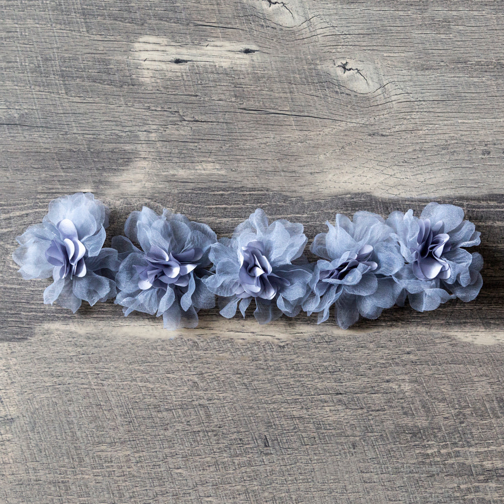 Italian Gray 3D Floral Fabric Trim - 4"
