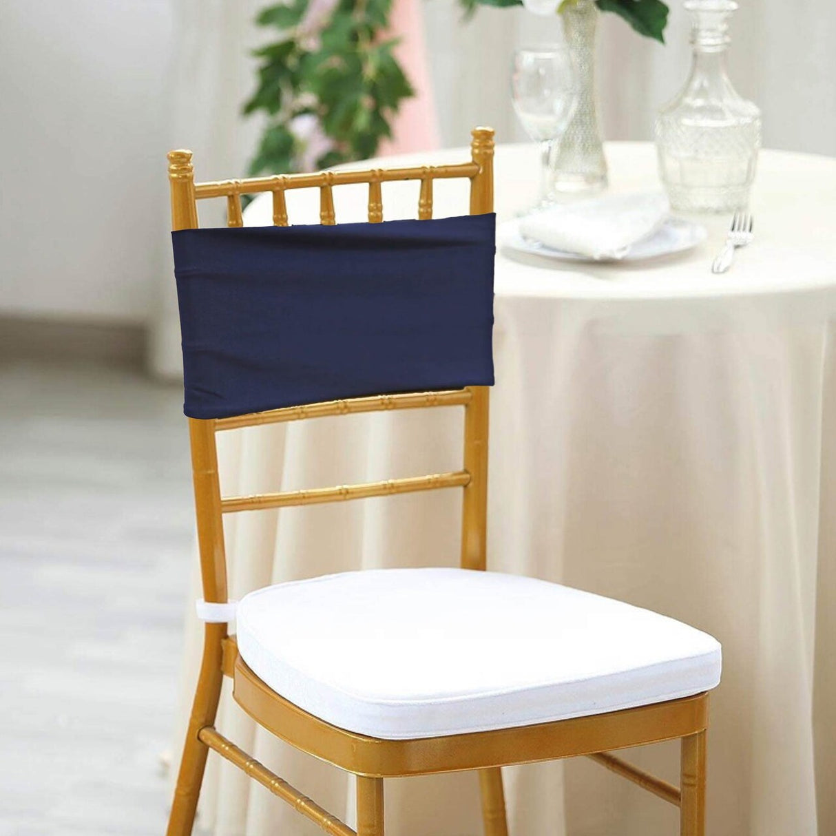 10 Pieces Navy Blue Stretch Spandex Chair Bands for Banquet Chairs 7 x 13 Inches