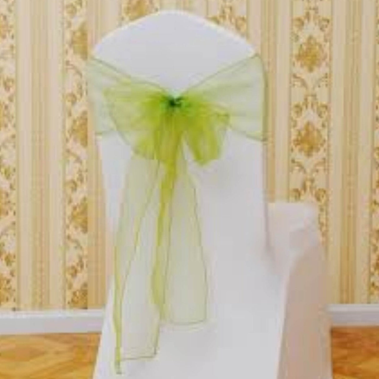 10 Pieces Apple Green Angle End Organza Chair Ties, 12"x116" Party Accessories