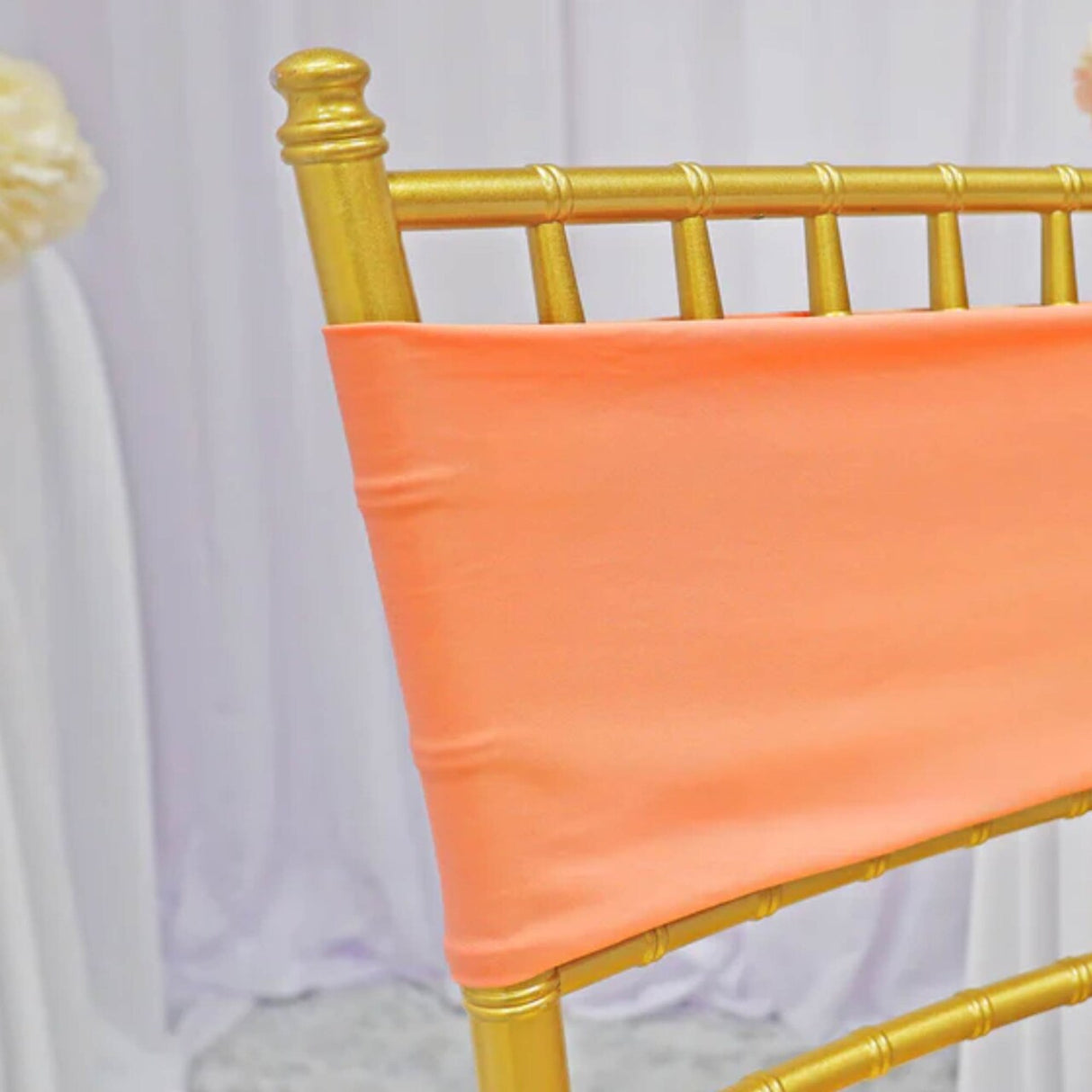 10 Pieces Soft Apricot Peach Stretch Spandex Chair Bands 7 x 13 Inches