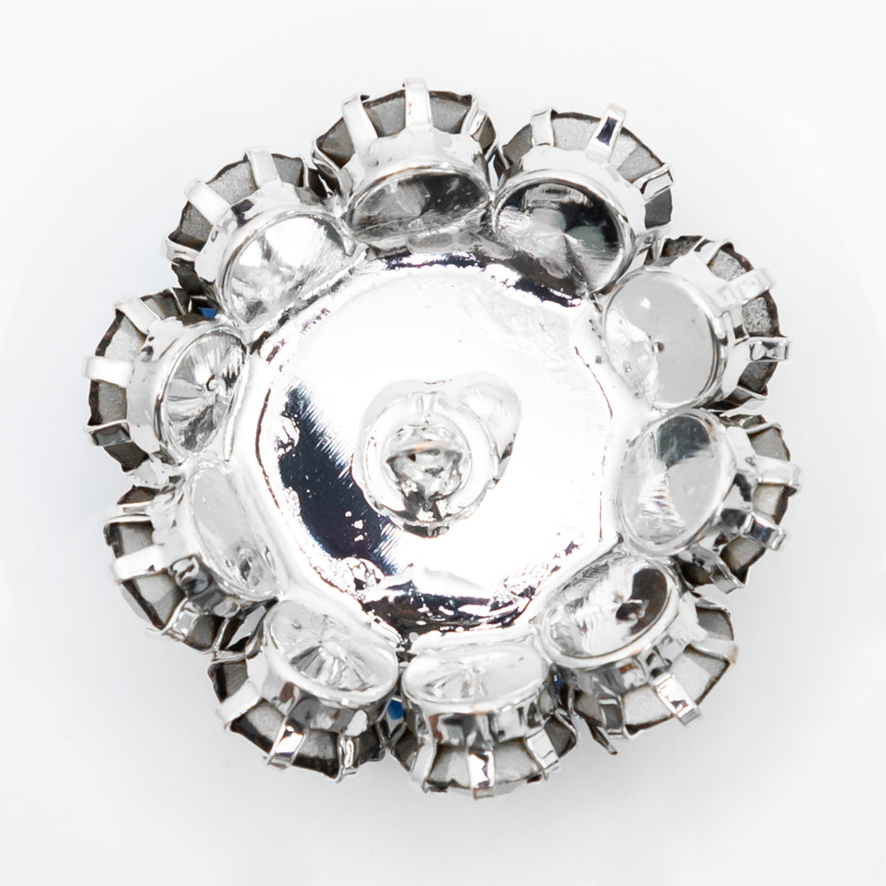 Italian Silver, Black and Crystal Rhinestone Button - 50L/32mm