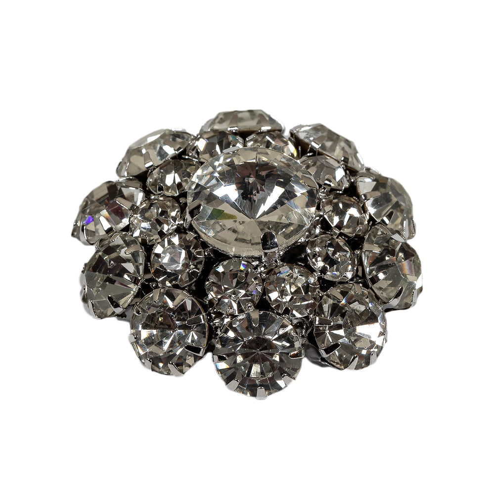 Italian Silver and Crystal Rhinestone Button - 50L/32mm