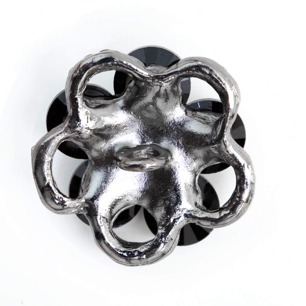 Italian Gunmetal, Black and Crystal Rhinestone Button - 48L/30.5mm