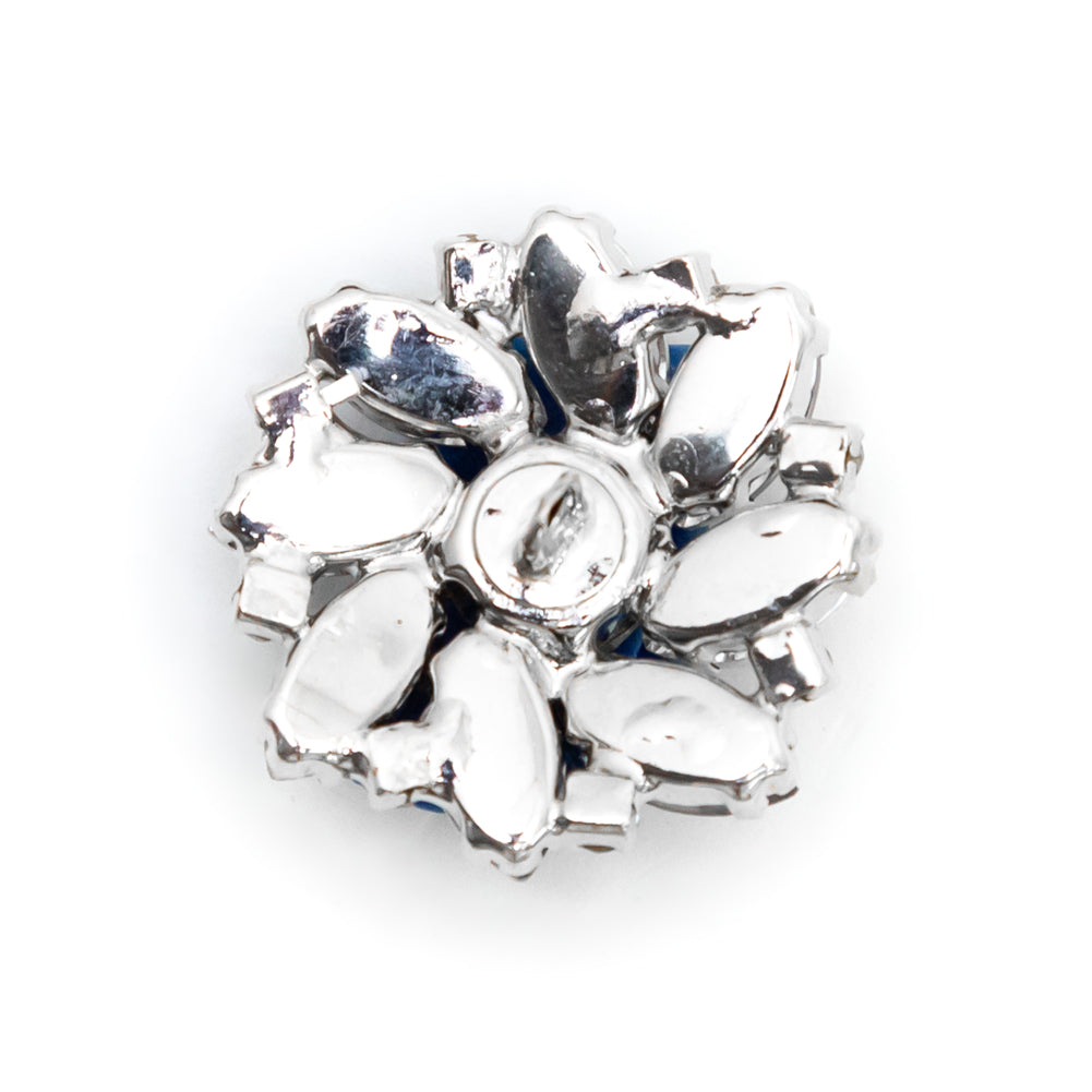 Italian Silver, Gunmetal and Crystal Rhinestone Button - 40L/25.5mm