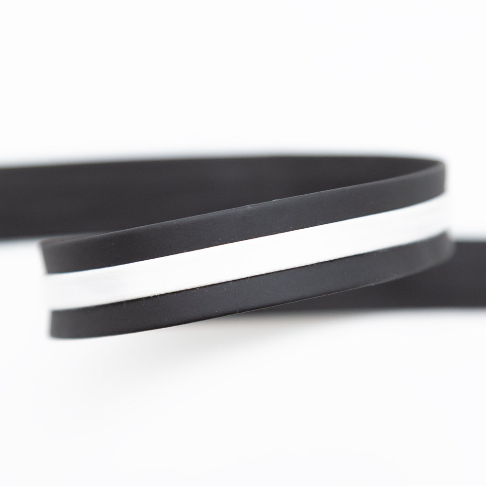 Italian Black and White Vinyl Striped Rubber Trimming - 0.625"