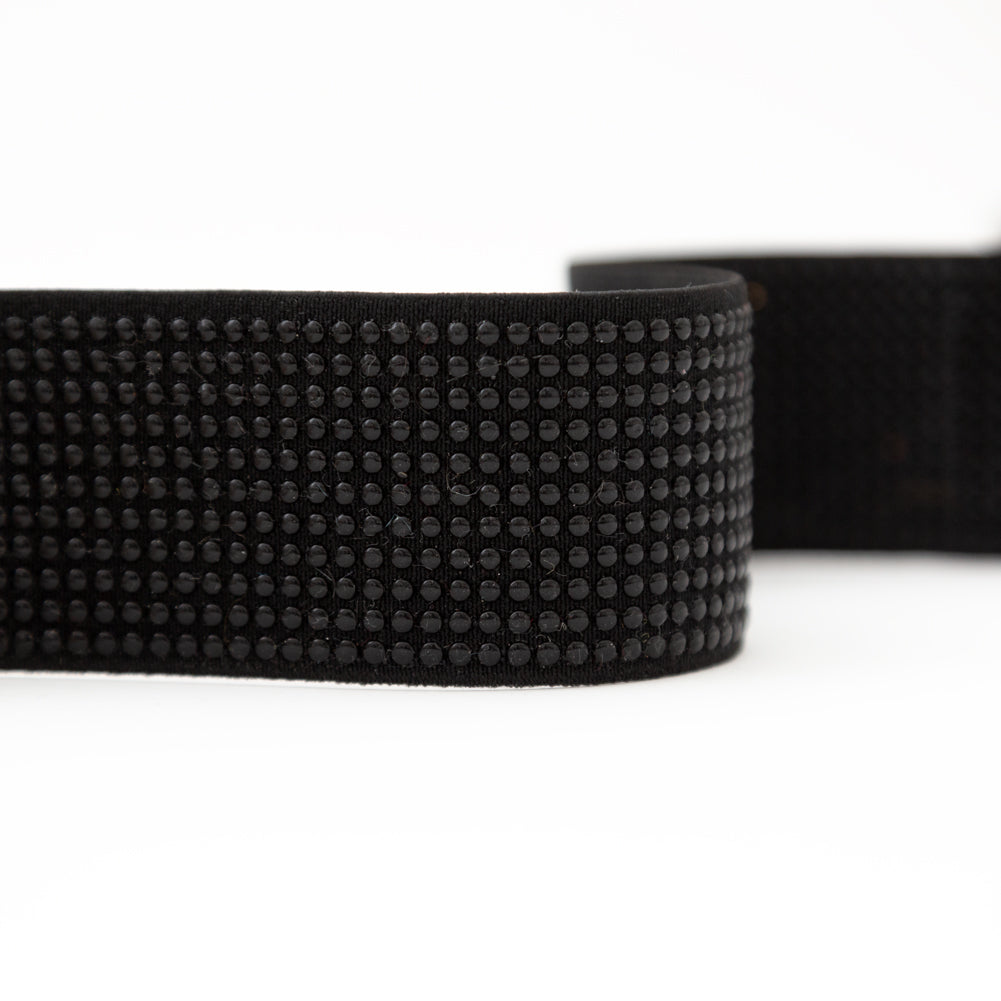Italian Black Studded Elastic Trim - 1.625"