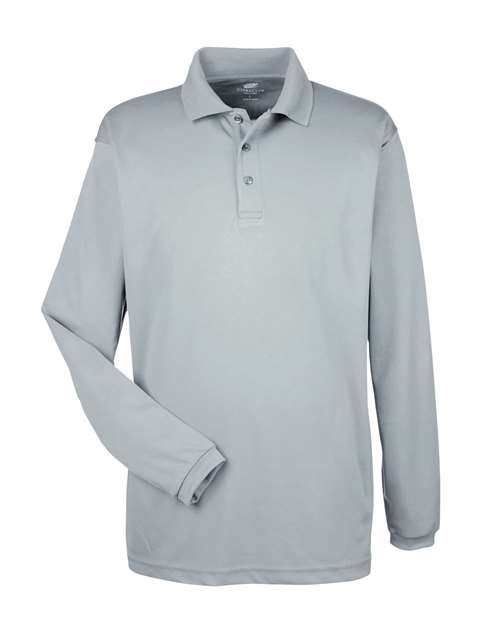 UltraClub Men's Cool & Dry Long Sleeve Mesh Piqué Polo