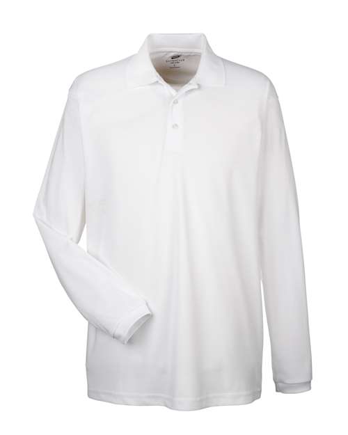 UltraClub Men's Cool & Dry Long Sleeve Mesh Piqué Polo