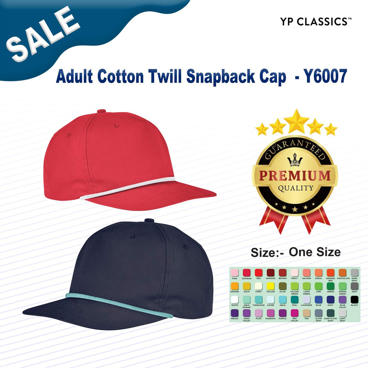 YP Classics® Adult Cotton Twill Snapback Cap