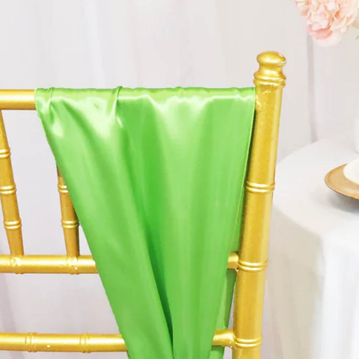 10 Pieces Apple Green Satin Chair Sashes 8"x108" Vibrant Decorative Accent