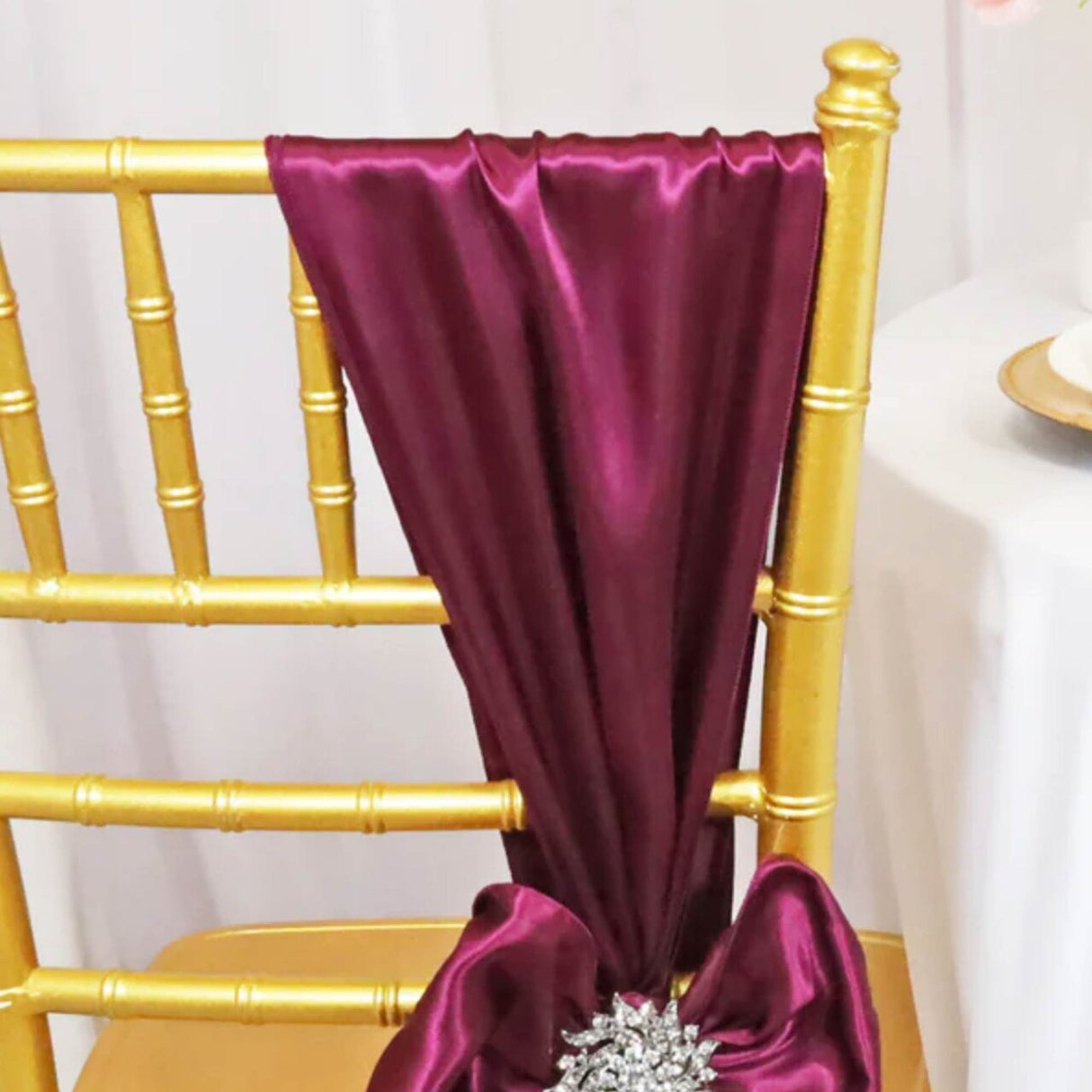 10 Pieces Satin Chair Sashes 8 by 108 inches Sangria