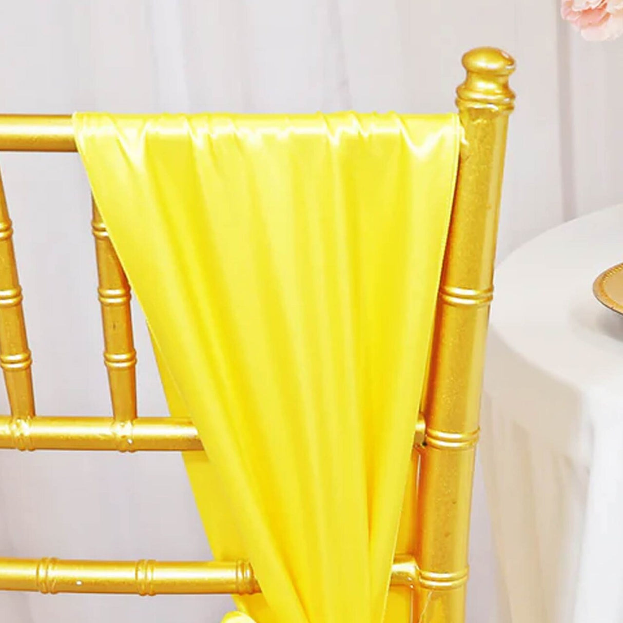 Decorative Accents10 Pieces Satin Chair Sashes Canary Yellow Event Decor Accent 8"x108"