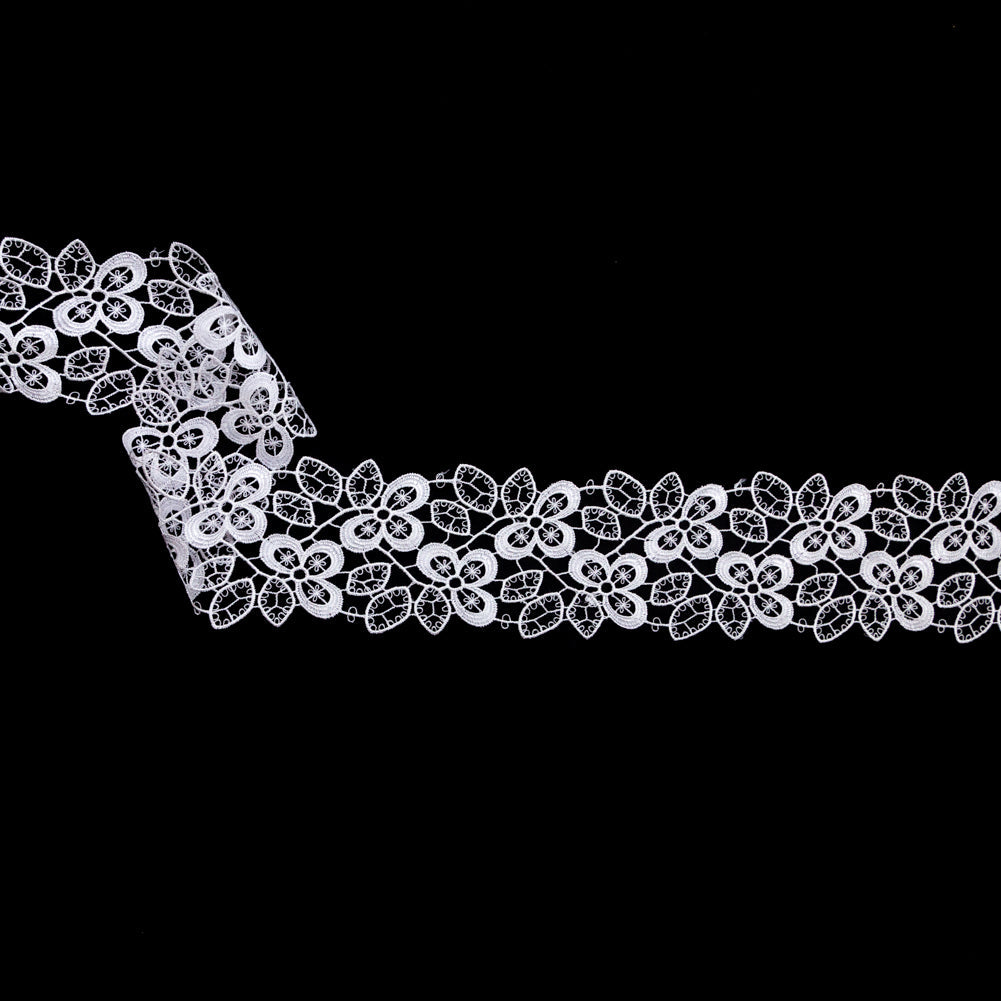 Fancy White Floral Venise Lace Trim - 2.5"