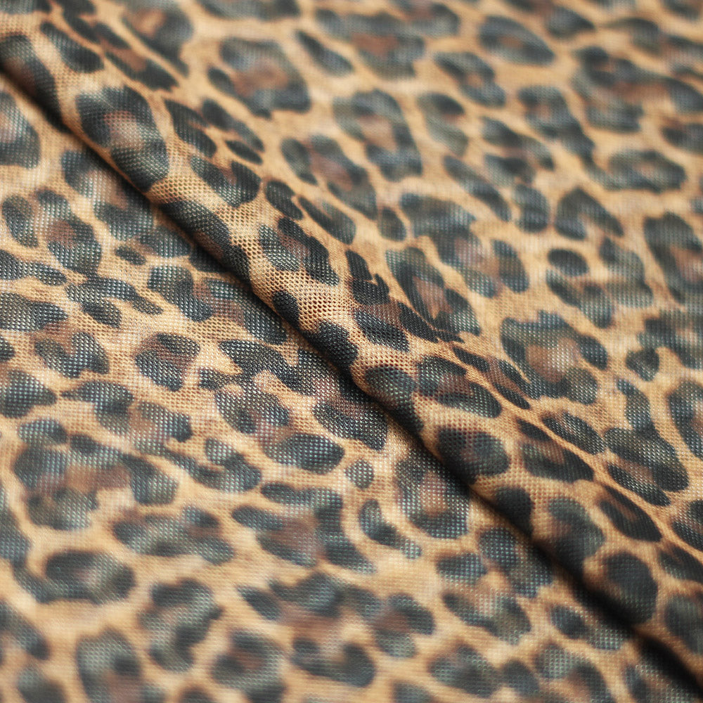 Jaguar Polyester Spandex Fabric - Brown Jaguar Skin Print, 58/60" Width (1 Yard)