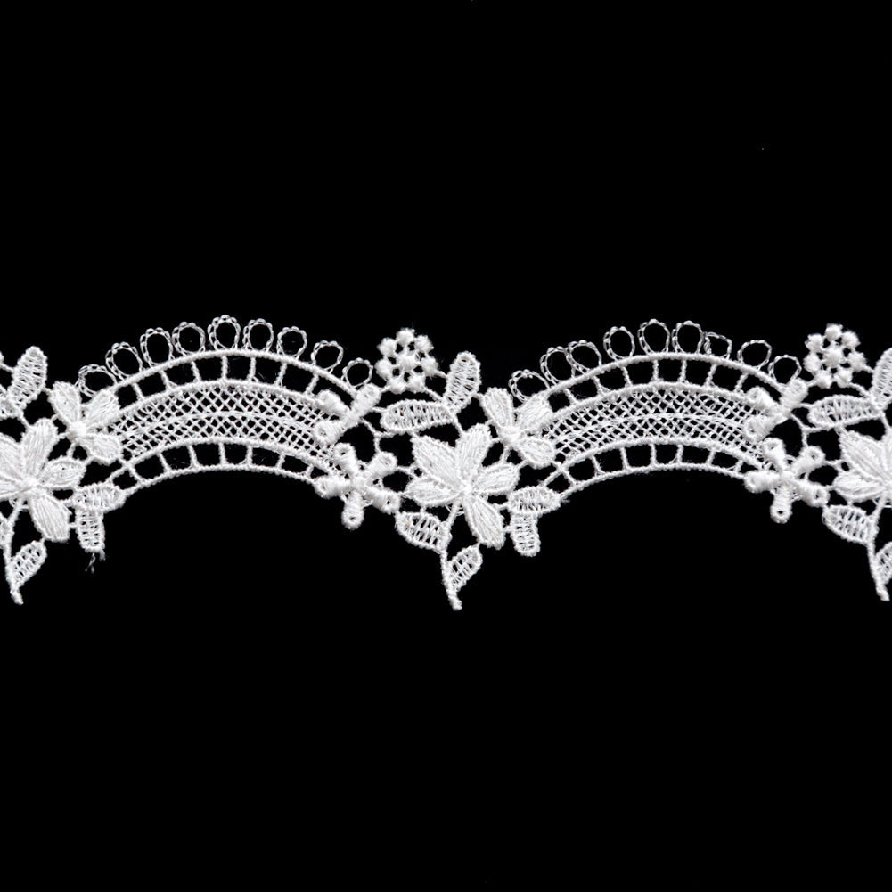 Fancy Ivory Floral Scalloped Venise Lace Trim - 1.5"