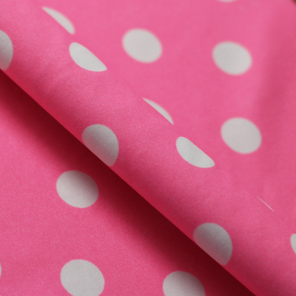 Candy Dots And Stripes Polyester Spandex Fabric - Pastel Pink, Aqua And White, Polka Dots And Stripes, 58/60" Width (1 Yard)