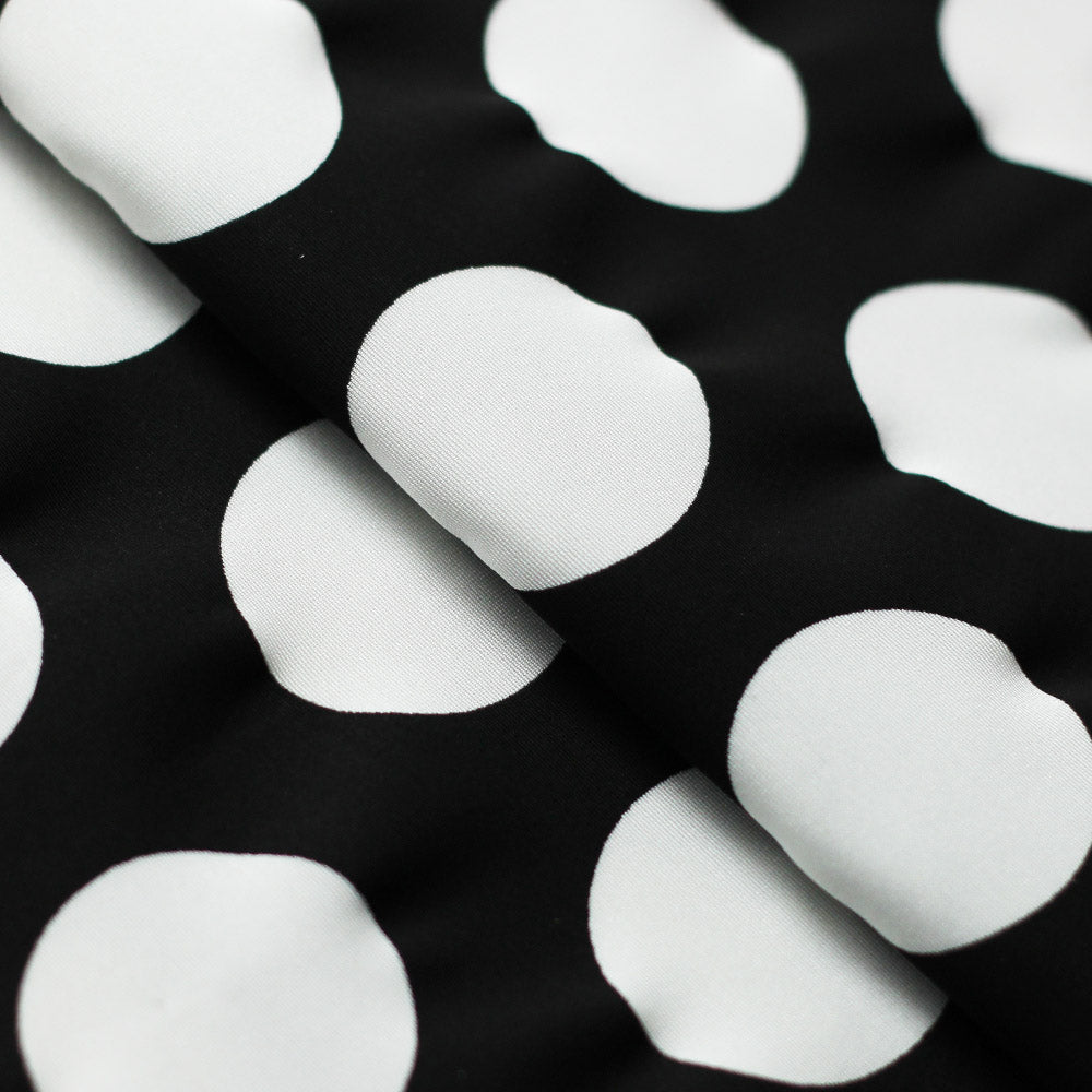 Dot Daze Shiny Tricot Polyester Spandex Fabric - Large Polka Dots, Black/White Or Pink/White, 58/60" Width (1 Yard)