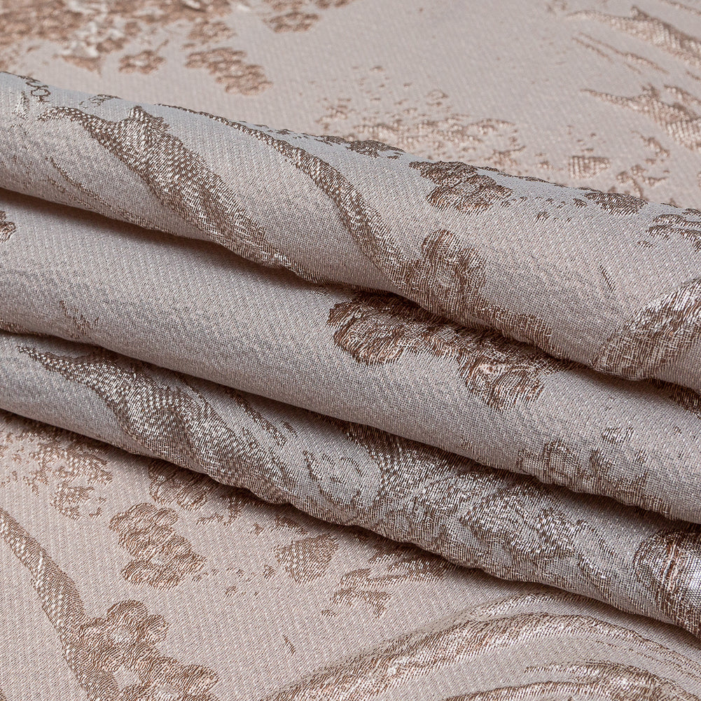 Luminous Taupe Abstract Luxury Double-Layer Organza Brocade