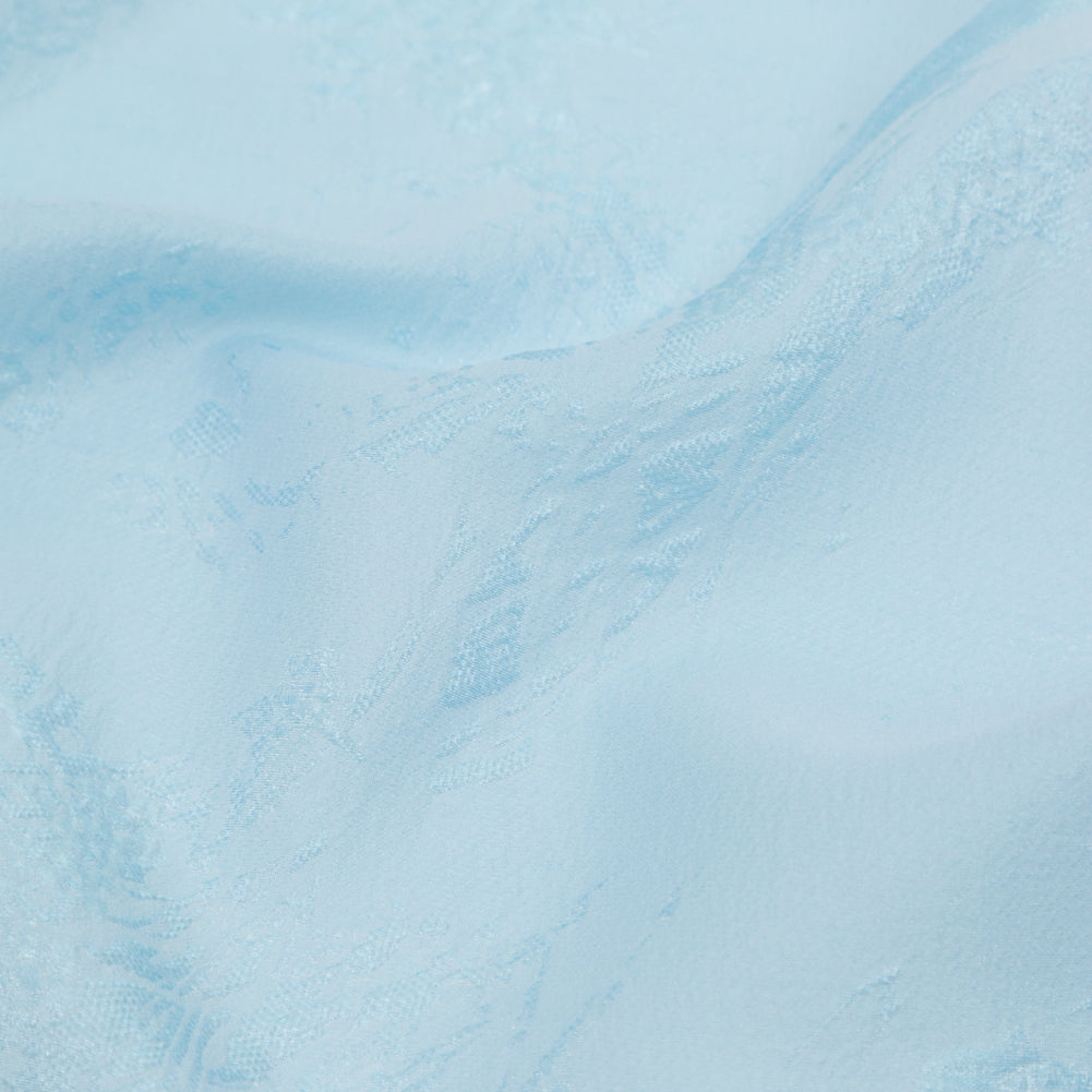 Luminous Sky Blue Abstract Luxury Double-Layer Organza Brocade