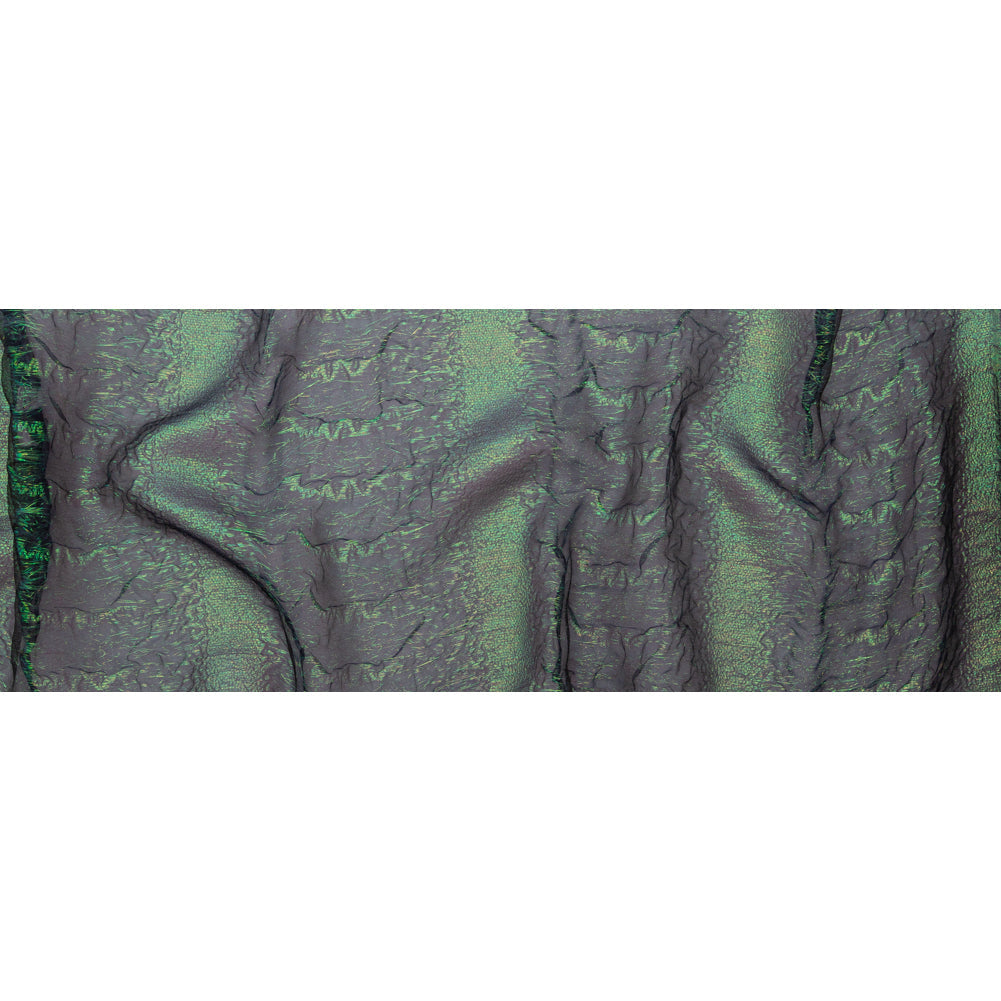 Metallic Double Layer Organza - Green and Blue Iridescent Stripes