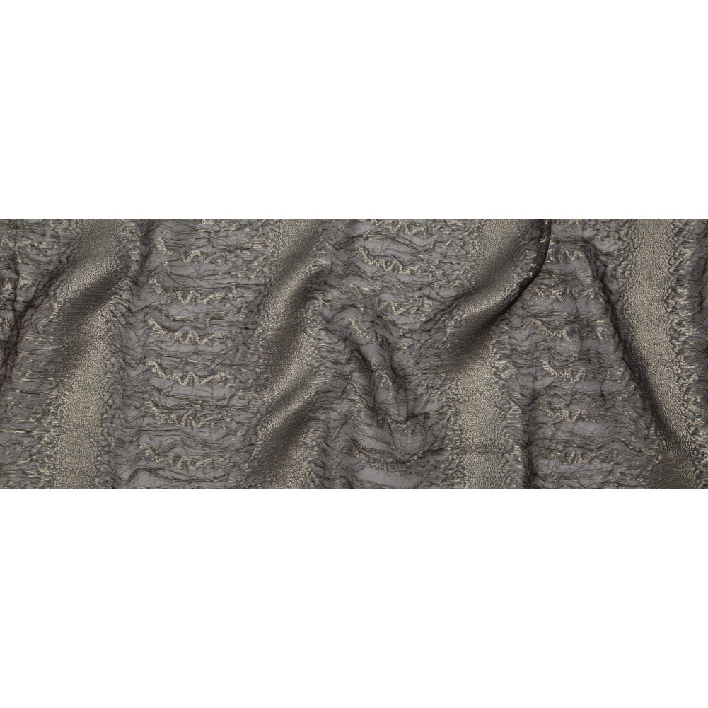 Metallic Double Layer Organza - Gold and Gray Iridescent Stripes