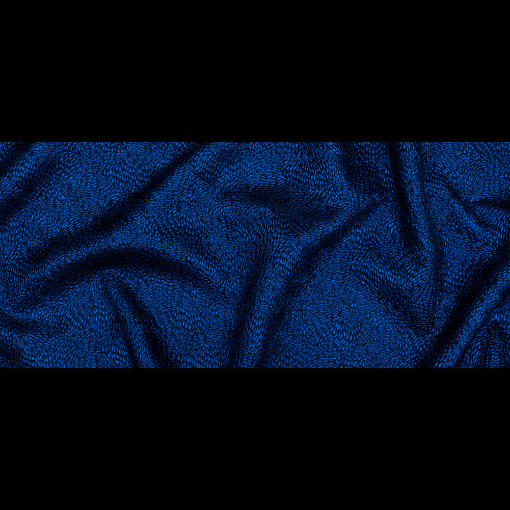 Metallic Royal Blue Floral Double-Layer Organza Brocade