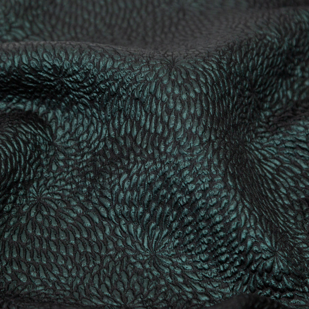 Metallic Green Floral Double-Layer Organza Brocade