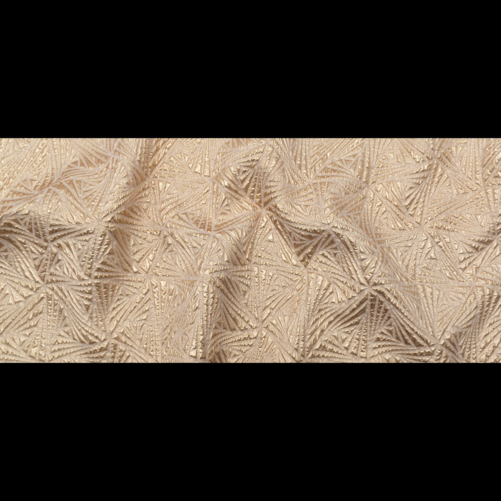 Luminous Gold Geometric Double-Layer Creped Organza Brocade