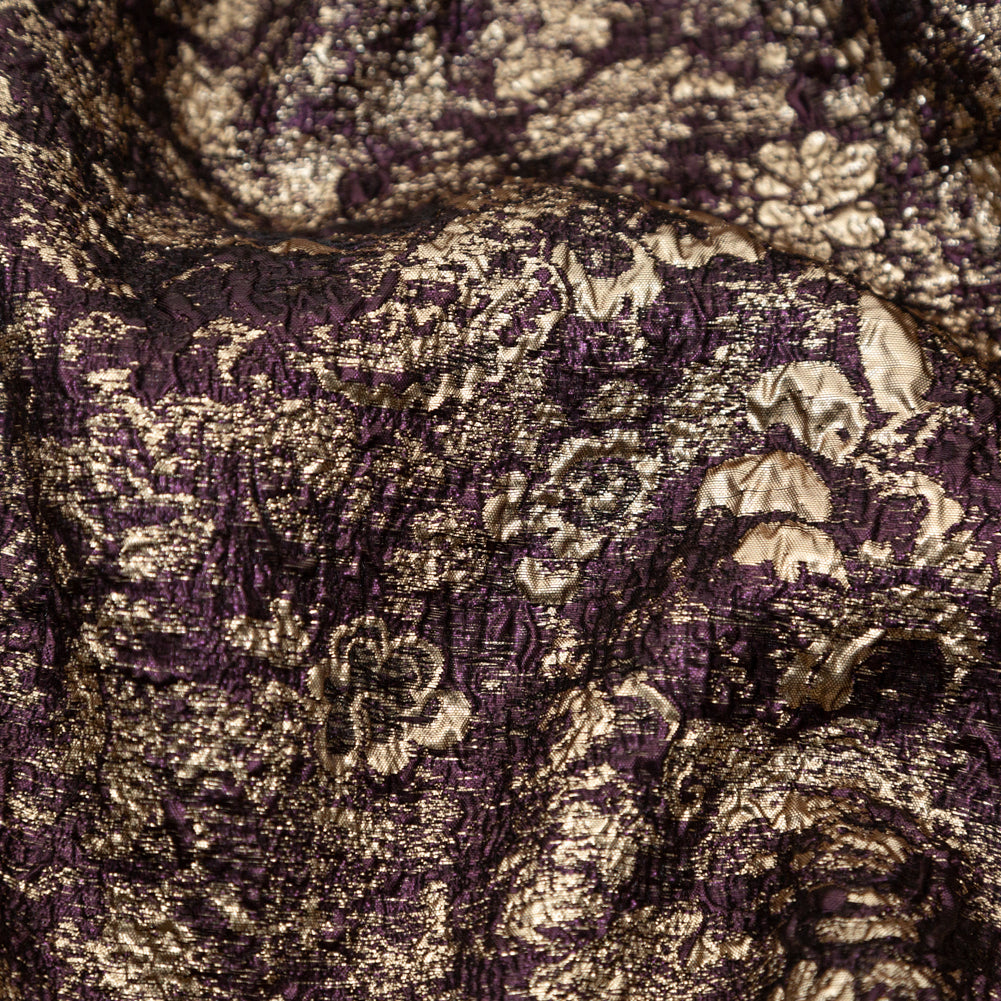 Aubergine and Gold Luxury Metallic Brocade