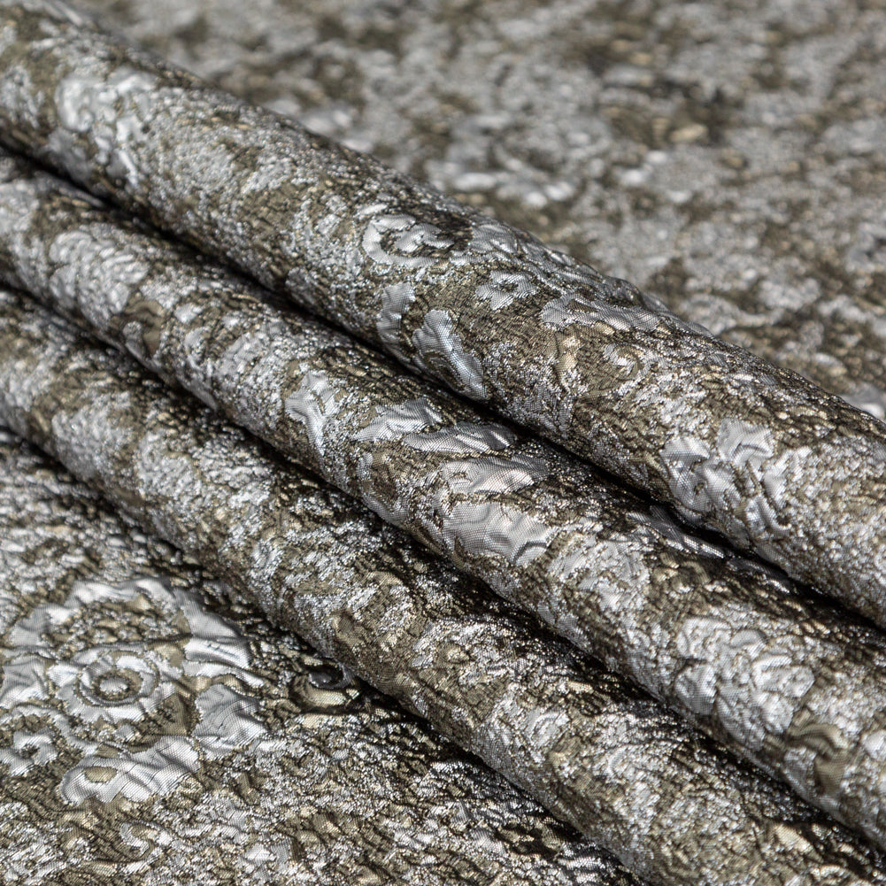 Silver and Pale Gold Luxury Metallic Brocade