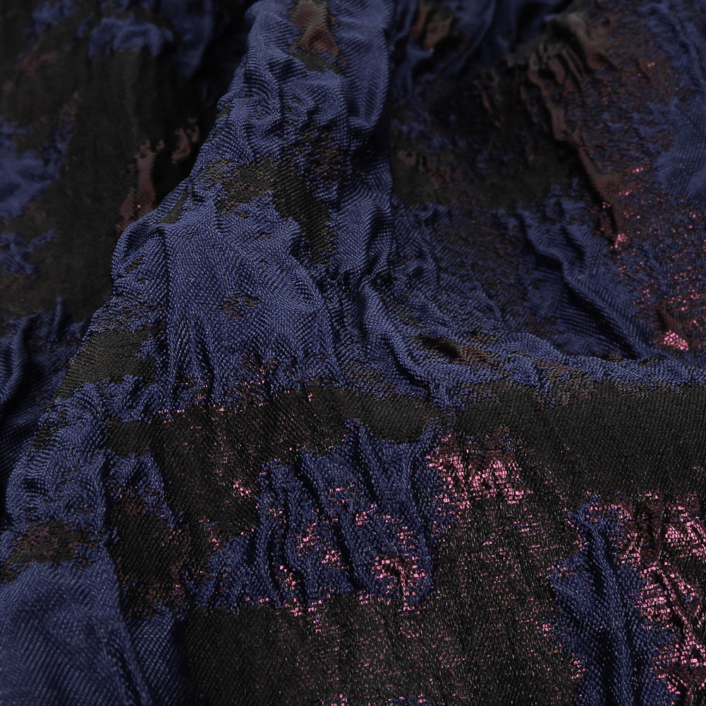 Navy and Glistening Grape Abstract Luxury Metallic Brocade