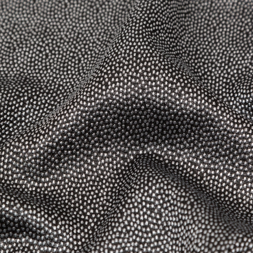 Metallic Silver on Black Abstract Luxury Brocade