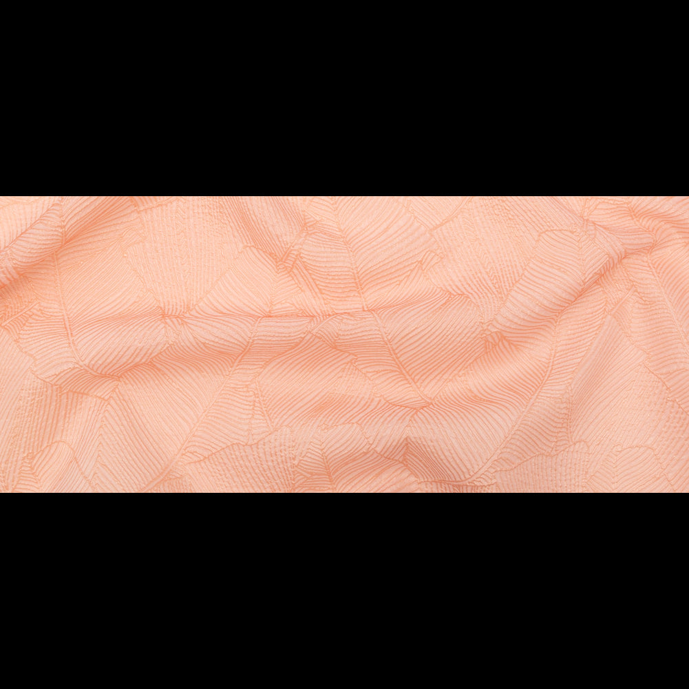 Luminous Coral Double-Layer Organza Brocade