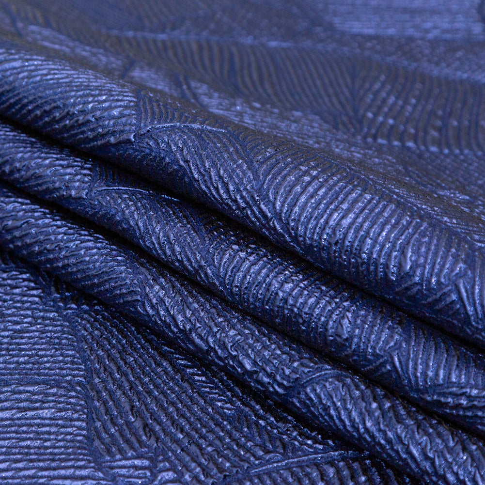 Luminous Royal Blue Double-Layer Organza Brocade