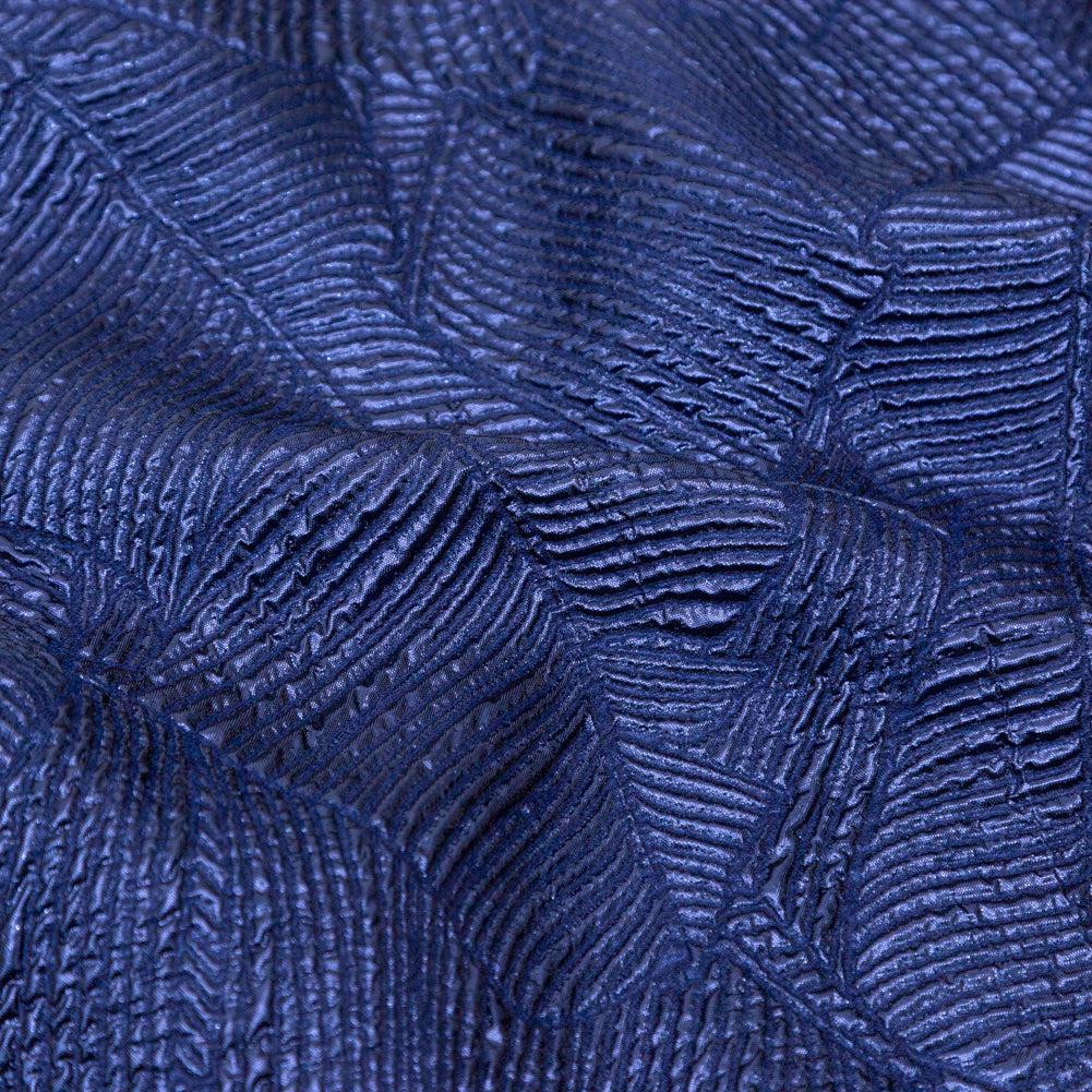 Luminous Royal Blue Double-Layer Organza Brocade