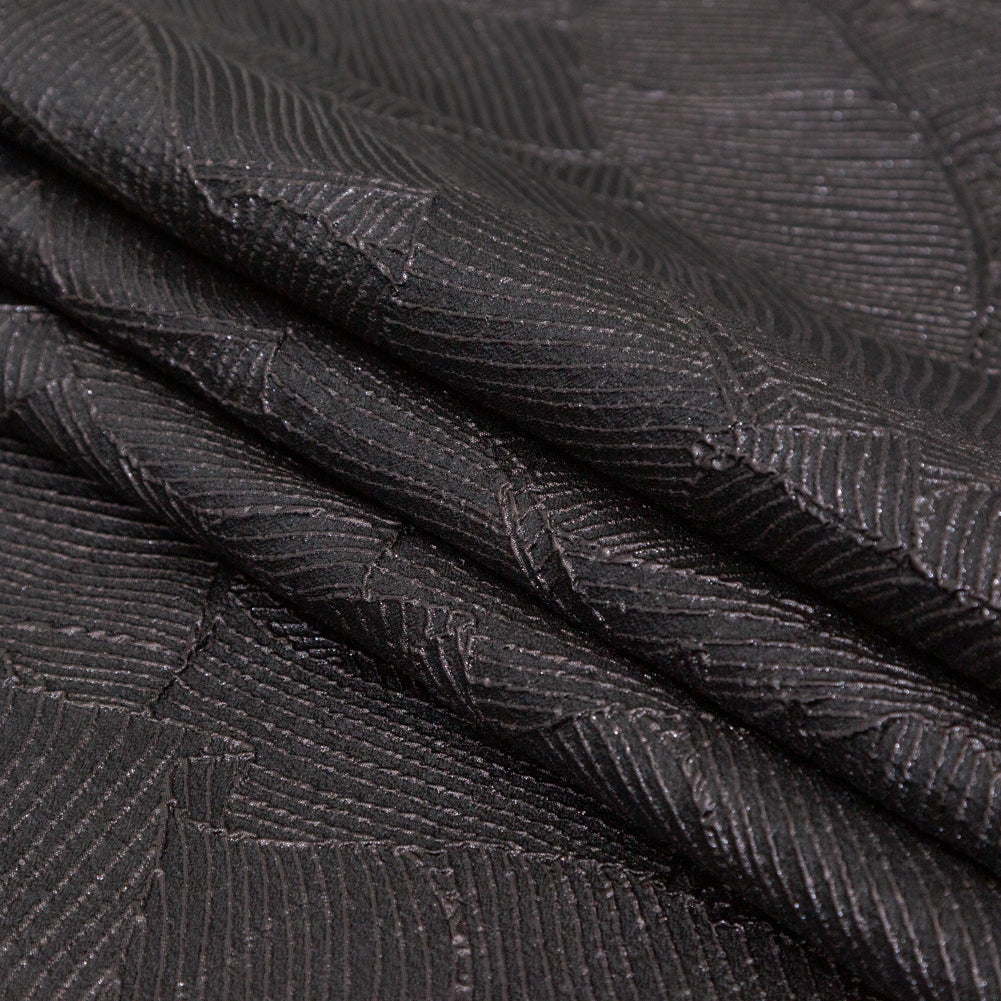 Luminous Black Double-Layer Organza Brocade