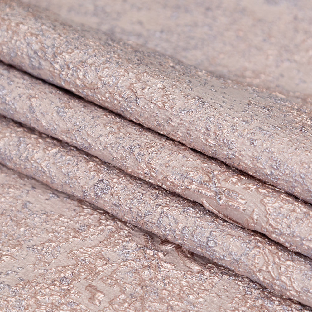 Beige and Silver Abstract Luxury Metallic Brocade