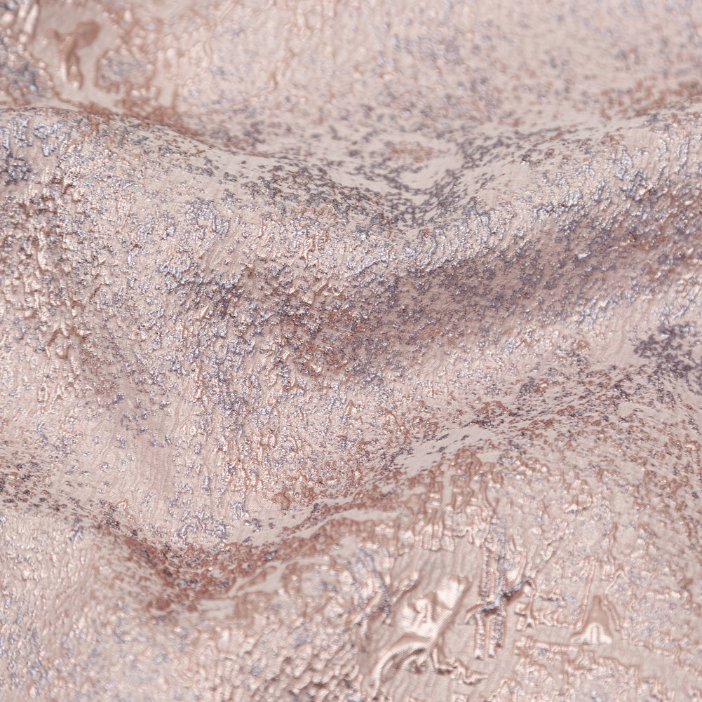 Beige and Silver Abstract Luxury Metallic Brocade