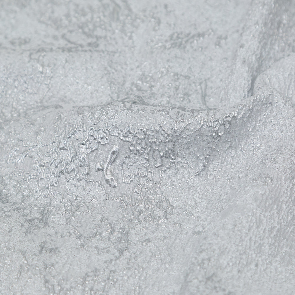 White and Silver Abstract Luxury Metallic Brocade